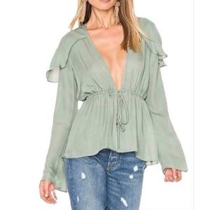 Stone Cold Fox Silk Schiffer Blouse Green XS/S 1